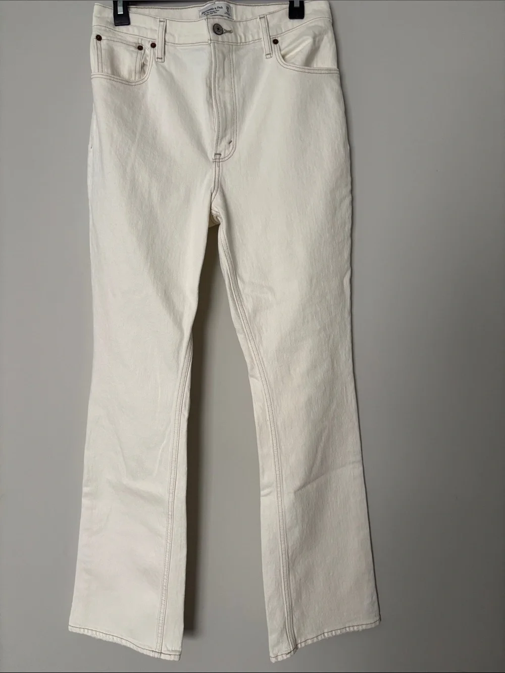 Abercrombie & Fitch Women's Cream Flare Jeans